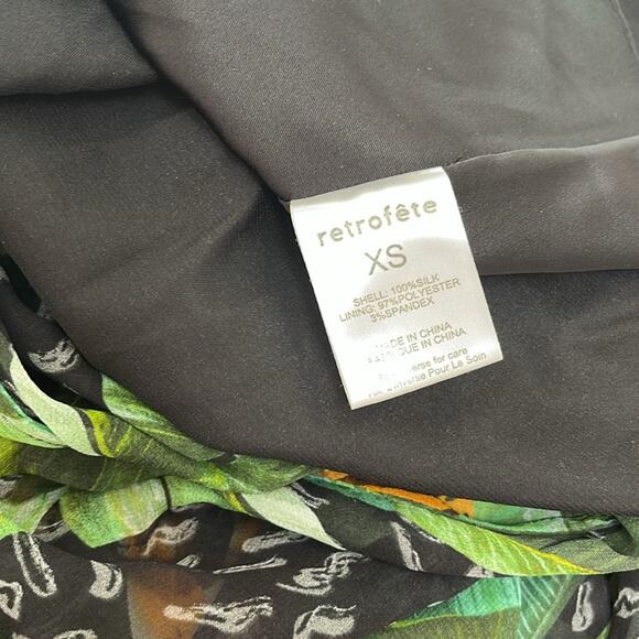 Retrofete Paulina Silk Cutout Tiered Safari Print Black Maxi Dress Size XS - Picture 9 of 9